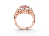 Rose gold Fancy Pink Cushion  Brilliant Flower Halo Diamond Split Shank Ring_108