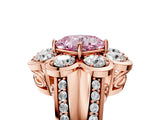 Rose gold Fancy Pink Cushion  Brilliant Flower Halo Diamond Split Shank Ring_110
