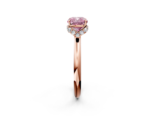 Rose gold Fancy Pink Cushion  Brilliant Solitaire Engagement Ring with Six-Prong Setting and Classic Band