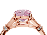 Rose gold Fancy Pink Cushion  Brilliant Solitaire with Pave Band and Four-Prong Setting_58