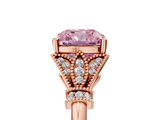 Rose gold Fancy Pink Cushion  Brilliant Solitaire with Pave Band and Four-Prong Setting_59
