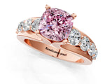 Rose gold Fancy Pink Cushion  Brilliant Solitaire with Side Stones on a Pave Band and Four-Prong Setting_25
