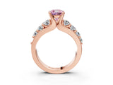 Rose gold Fancy Pink Cushion  Brilliant Solitaire with Side Stones on a Pave Band and Four-Prong Setting_27