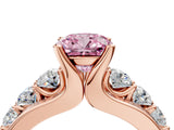 Rose gold Fancy Pink Cushion  Brilliant Solitaire with Side Stones on a Pave Band and Four-Prong Setting_28