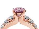 Rose gold Fancy Pink Cushion  Brilliant Solitaire with Side Stones on a Pave Band and Four-Prong Setting_46