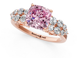 Rose gold Fancy Pink Cushion  Cluster Diamond Engagement Ring with Pavé Band and Four-Prong Setting_33