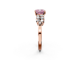 Rose gold Fancy Pink Cushion  Cluster Diamond Engagement Ring with Pavé Band and Four-Prong Setting_34