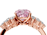 Rose gold Fancy Pink Cushion  Cluster Diamond Engagement Ring with Pavé Band and Four-Prong Setting_36