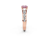 Rose gold Fancy Pink Cushion Cut Brilliant Diamond Pavé Band with Six-Prong Setting_2