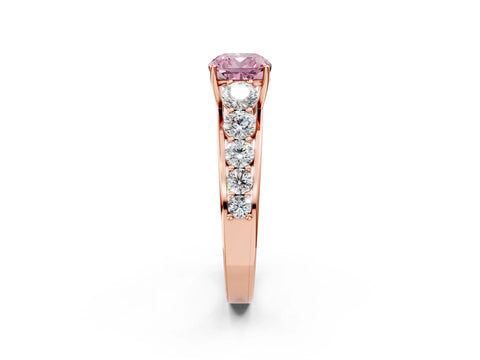 Rose gold Fancy Pink Cushion Cut Brilliant Diamond Pavé Band with Six-Prong Setting_2