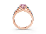 Rose gold Fancy Pink Cushion Cut Brilliant Diamond Pavé Band with Six-Prong Setting_3