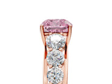 Rose gold Fancy Pink Cushion Cut Brilliant Diamond Pavé Band with Six-Prong Setting_5