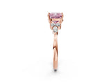 Rose gold Fancy Pink Cushion Cut Brilliant Diamond Solitaire Ring with Pear Side Stones and Four-Prong Setting_5