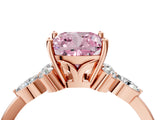 Rose gold Fancy Pink Cushion Cut Brilliant Diamond Solitaire Ring with Pear Side Stones and Four-Prong Setting_7