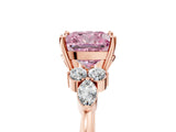 Rose gold Fancy Pink Cushion Cut Brilliant Diamond Solitaire Ring with Pear Side Stones and Four-Prong Setting_8