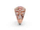 Rose gold Fancy Pink Cushion Cut Brilliant Halo Pave Diamond Milgrain Ring_2