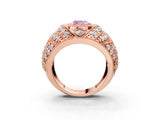 Rose gold Fancy Pink Cushion Cut Brilliant Halo Pave Diamond Milgrain Ring_3