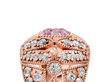Rose gold Fancy Pink Cushion Cut Brilliant Halo Pave Diamond Milgrain Ring_5