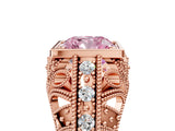 Rose gold Fancy Pink Cushion Cut Brilliant Milgrain Filigree Diamond Ring with Square Prong Setting_11