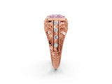 Rose gold Fancy Pink Cushion Cut Brilliant Milgrain Filigree Diamond Ring with Square Prong Setting_14