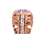 Rose gold Fancy Pink Cushion Cut Brilliant Milgrain Filigree Diamond Ring with Square Prong Setting_17
