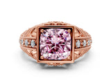 Rose gold Fancy Pink Cushion Cut Brilliant Milgrain Filigree Diamond Ring with Square Prong Setting_6