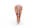 Rose gold Fancy Pink Cushion Cut Brilliant Milgrain Filigree Diamond Ring with Square Prong Setting_8