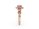 Rose gold Fancy Pink Cushion Cut Brilliant Milgrain Pave Heart Band Solitaire Ring_2