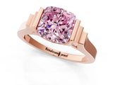 Rose gold Fancy Pink Cushion Cut Brilliant Solitaire Diamond Ring with Channel Set Band and Bar Prong Setting_1
