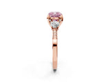 Rose gold Fancy Pink Cushion Cut Brilliant Three-Stone Diamond Ring with Pavé Band and Four-Prong Setting_5