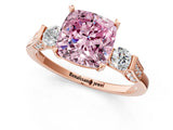 Rose gold Fancy Pink Cushion Cut Brilliant Three-Stone Pave Band with Four-Prong Setting_1