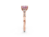 Rose gold Fancy Pink Cushion Cut Brilliant Three-Stone Pave Band with Four-Prong Setting_2