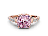 Rose gold Fancy Pink Cushion  Cut Cathedral Pave Diamond Engagement Ring with Six-Prong Setting_32