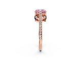 Rose gold Fancy Pink Cushion  Cut Cathedral Pave Diamond Engagement Ring with Six-Prong Setting_34