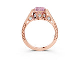 Rose gold Fancy Pink Cushion  Cut Cathedral Pave Diamond Engagement Ring with Six-Prong Setting_35