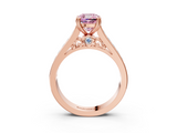 Rose gold Fancy Pink Cushion  Cut Channel Set Solitaire Engagement Ring with Prong Setting_23