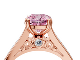 Rose gold Fancy Pink Cushion  Cut Channel Set Solitaire Engagement Ring with Prong Setting_24