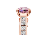 Rose gold Fancy Pink Cushion  Cut Channel Set Solitaire Engagement Ring with Prong Setting_25
