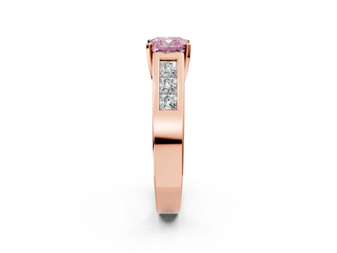 Rose gold Fancy Pink Cushion Cut Cut Channel Set Solitaire Ring with Four-Prong Setting_2