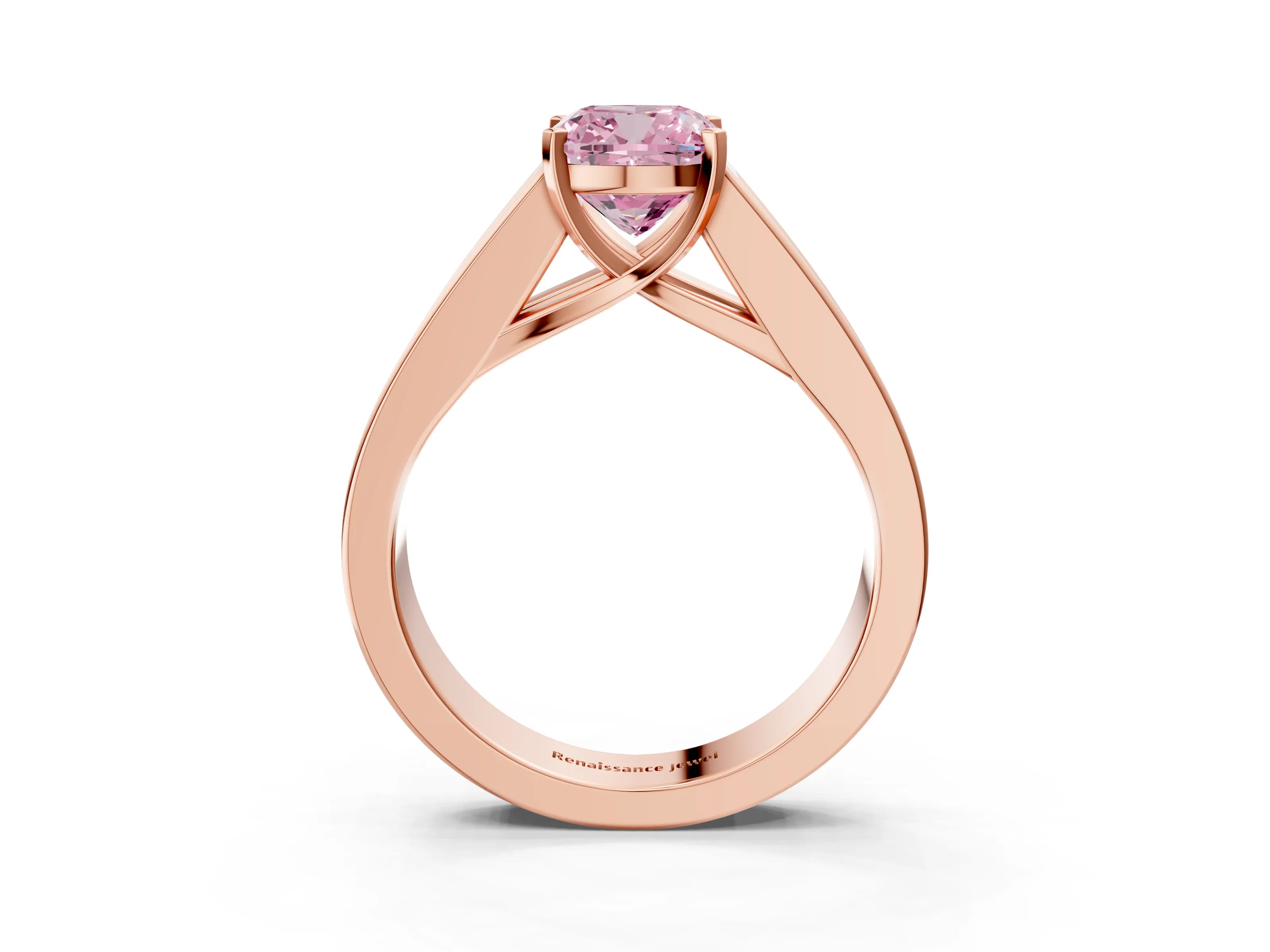 Rose gold Fancy Pink Cushion Cut Cut Channel Set Solitaire Ring with Four-Prong Setting_3