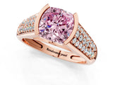 Rose gold Fancy Pink Cushion Cut Cut Diamond Channel Set Pave Band with Tension Prong Setting_1