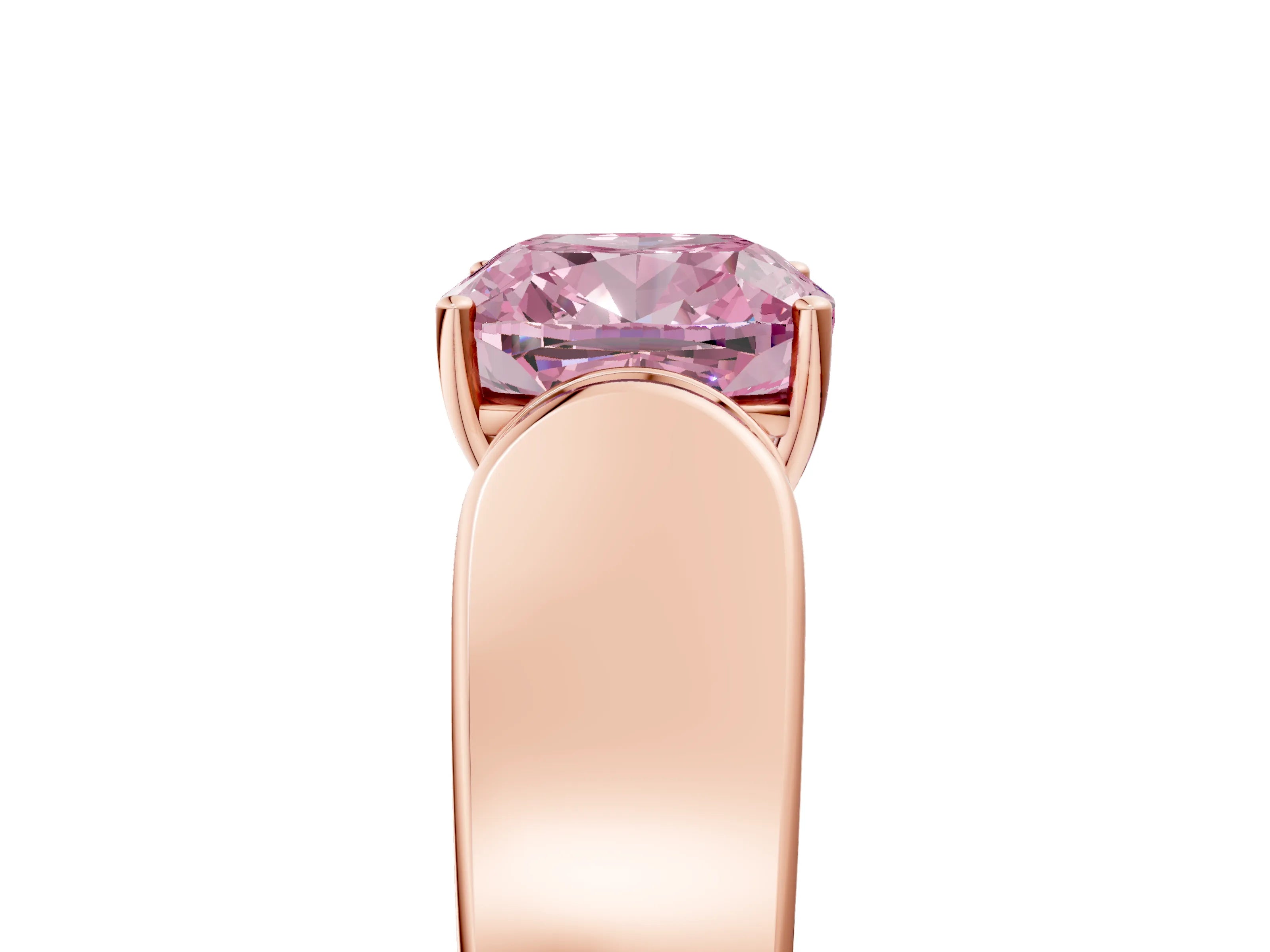 Rose gold Fancy Pink Cushion Cut Cut Diamond Channel Set Solitaire Ring with Four-Prong Setting_5
