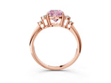 Rose gold Fancy Pink Cushion Cut Cut Diamond Cluster Ring with Solitaire Band and Four-Prong Setting_3