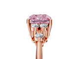 Rose gold Fancy Pink Cushion Cut Cut Diamond Cluster Ring with Solitaire Band and Four-Prong Setting_5