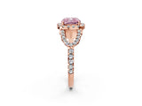 Rose gold Fancy Pink Cushion Cut Cut Diamond Halo Engagement Ring with Open Split Pavé Band_2