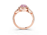 Rose gold Fancy Pink Cushion Cut Cut Diamond Halo Engagement Ring with Open Split Pavé Band_3