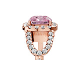 Rose gold Fancy Pink Cushion Cut Cut Diamond Halo Engagement Ring with Open Split Pavé Band_5