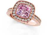 Rose gold Fancy Pink Cushion Cut-Cut Diamond Halo Engagement Ring with Pave Band and Prong Setting_1