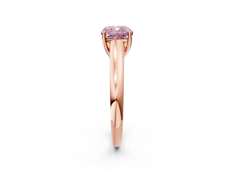 Rose gold Fancy Pink Cushion Cut Cut Diamond Solitaire Engagement Ring with Tapered Plain Band and Four-Prong Setting_2