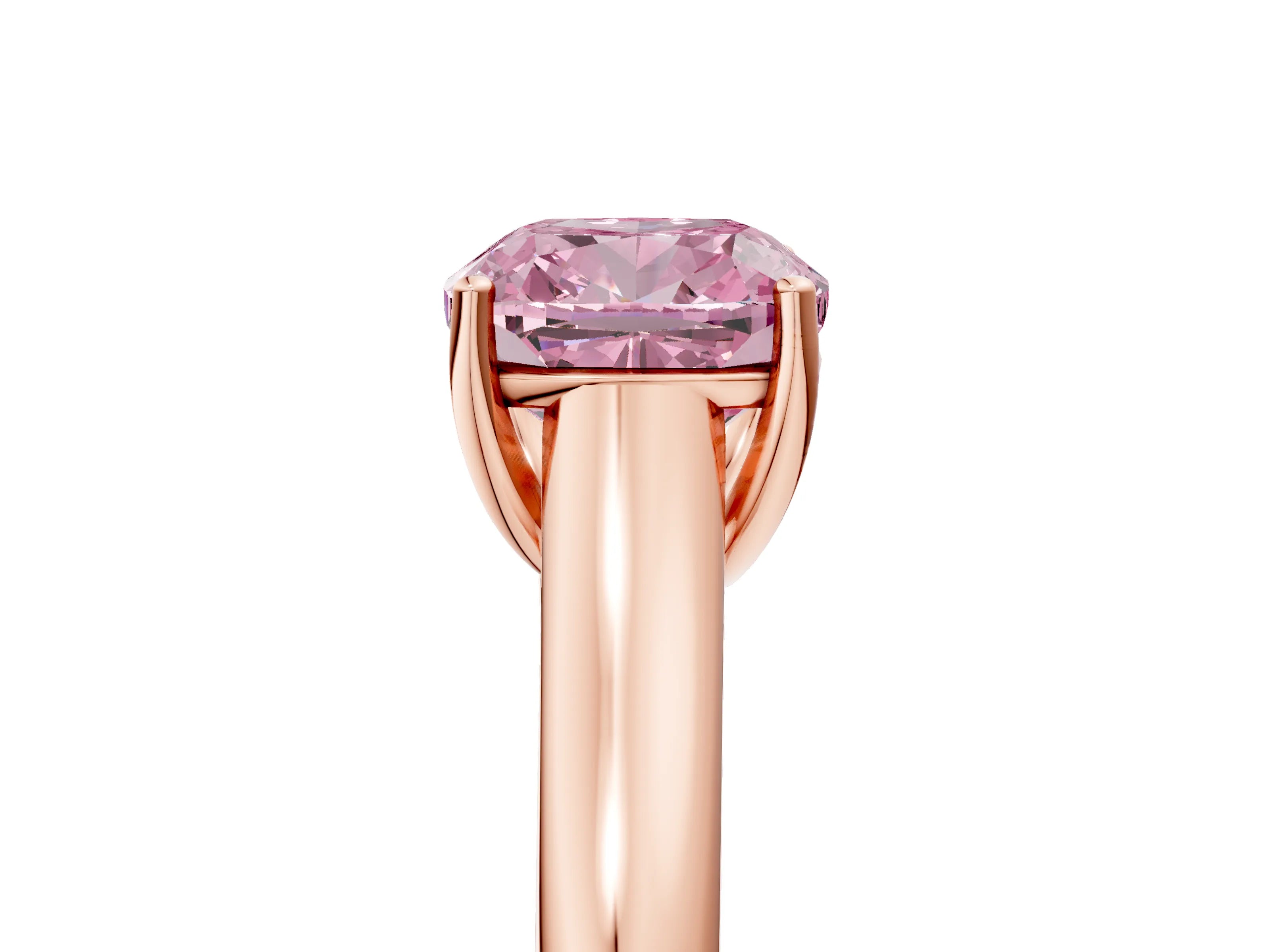 Rose gold Fancy Pink Cushion Cut Cut Diamond Solitaire Engagement Ring with Tapered Plain Band and Four-Prong Setting_5